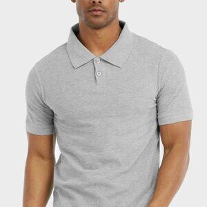 Knocker Men's Solid Short Sleeved 100% Cotton Polo Shirt in Heather Gray, LG